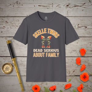 Skelle Twins T-Shirt in Charcoal by Genealogy Keepsakes