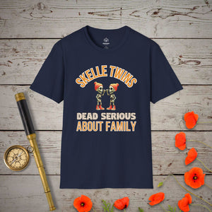 Skelle Twins T-Shirt in Navy by Genealogy Keepsakes