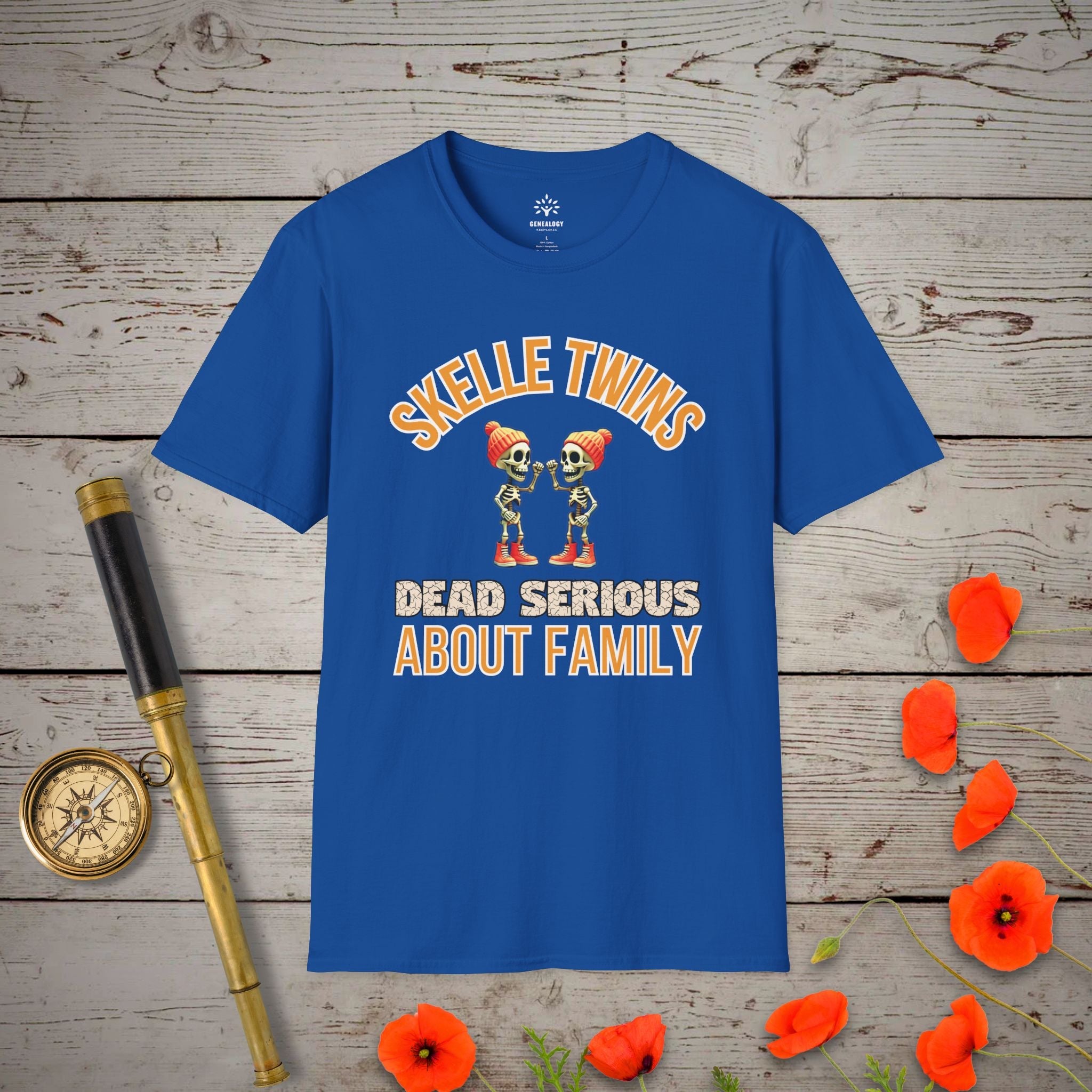 Skelle Twins T-Shirt in Royal by Genealogy Keepsakes