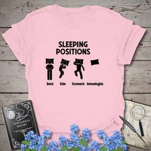 Sleeping Positions T-Shirt - Genealogy Keepsakes Custom Genealogy Gift - Light Pink S