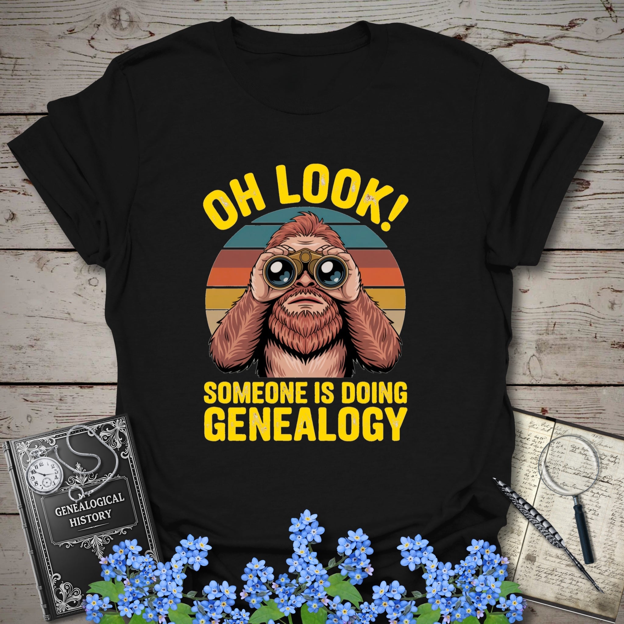 Someone Is Doing Genealogy T-Shirt in Black by Genealogy Keepsakes