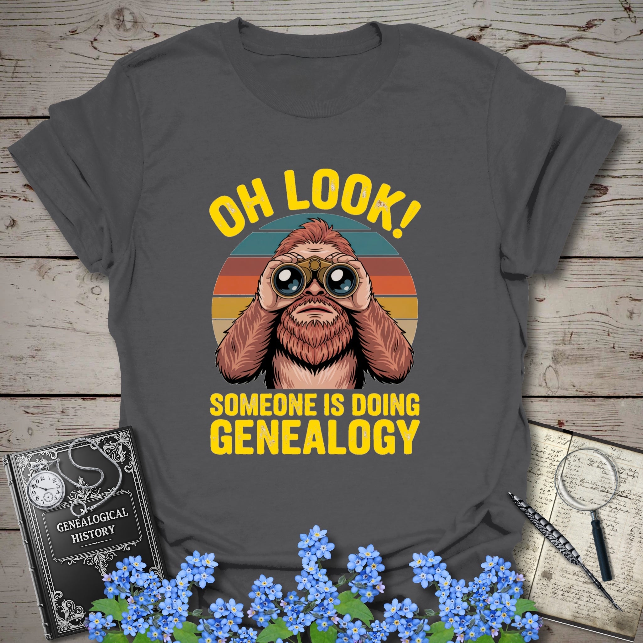 Someone Is Doing Genealogy T-Shirt in Charcoal by Genealogy Keepsakes