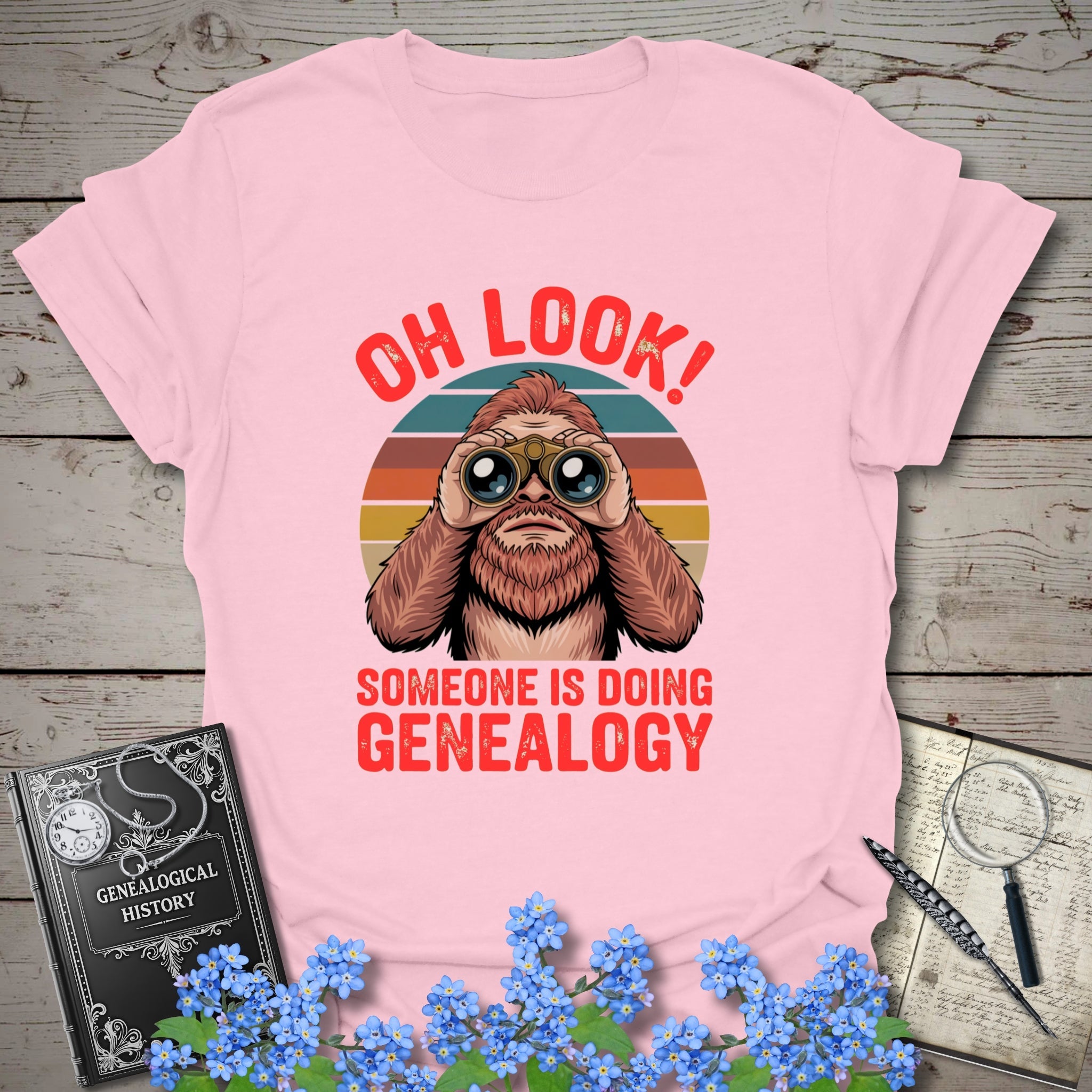 Someone Is Doing Genealogy T-Shirt in Light Pink by Genealogy Keepsakes