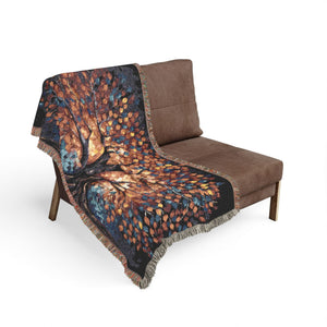 Stained Glass Tree of Life Woven Blanket in by Genealogy Keepsakes