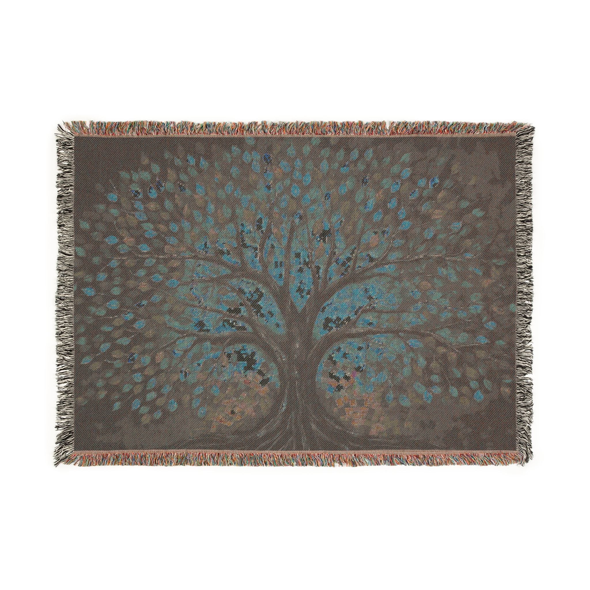 Stained Glass Tree of Life Woven Blanket in by Genealogy Keepsakes