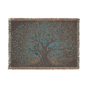 Stained Glass Tree of Life Woven Blanket in by Genealogy Keepsakes
