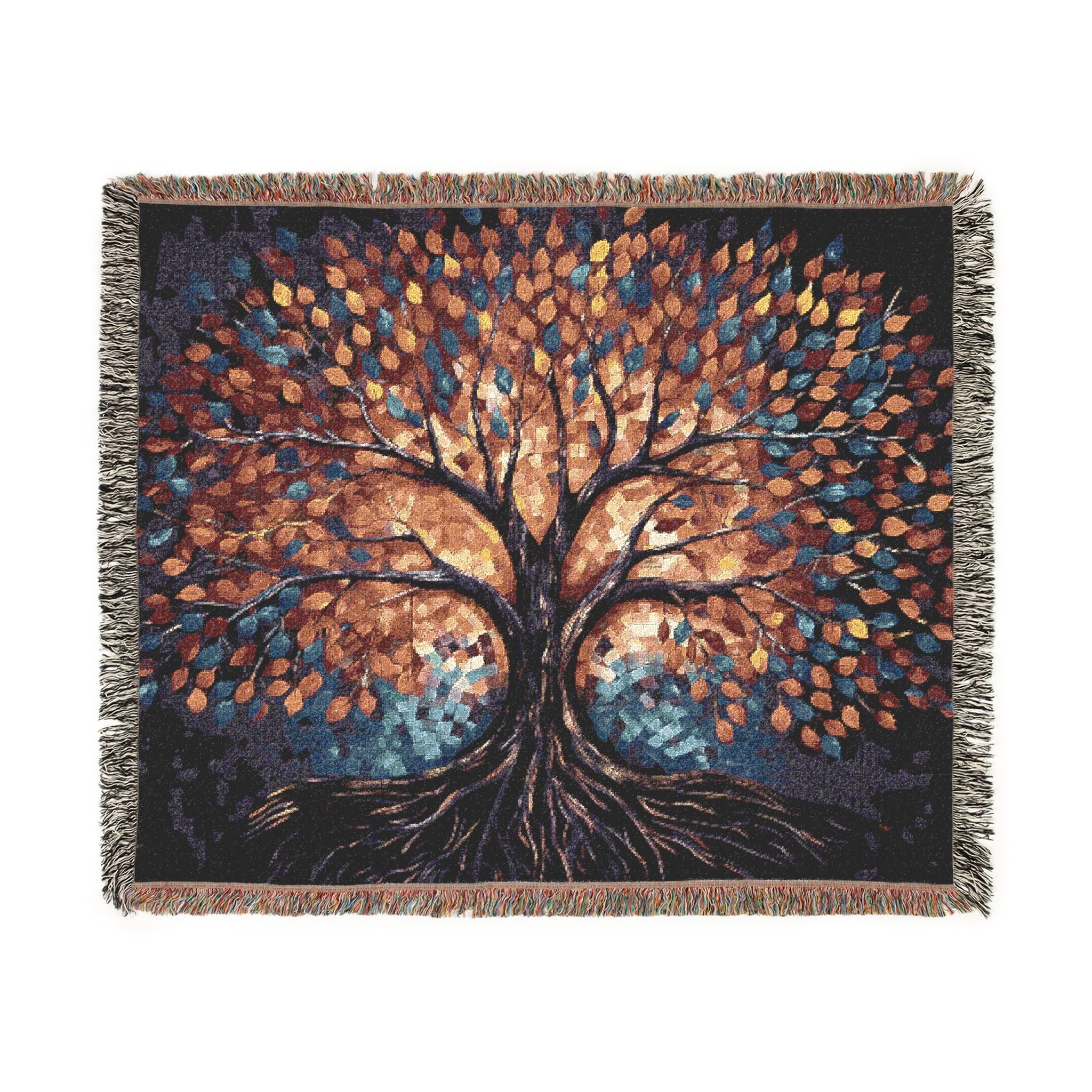 Stained Glass Tree of Life Woven Blanket in Photo by Genealogy Keepsakes