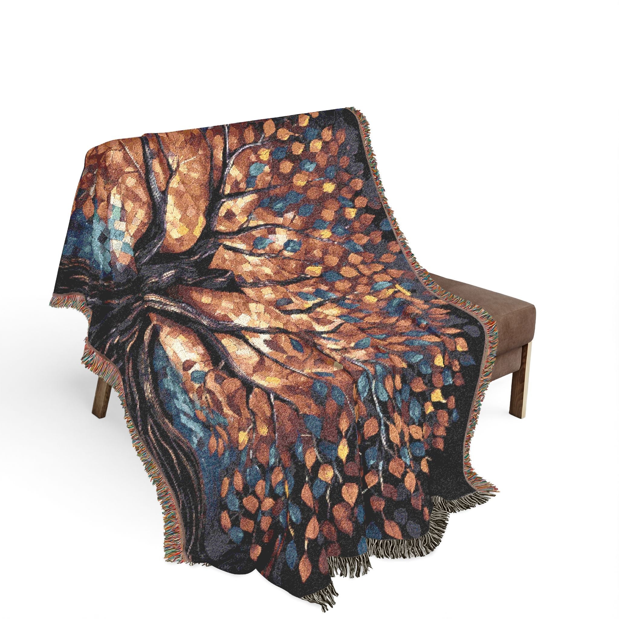 Stained Glass Tree of Life Woven Blanket in Photo by Genealogy Keepsakes