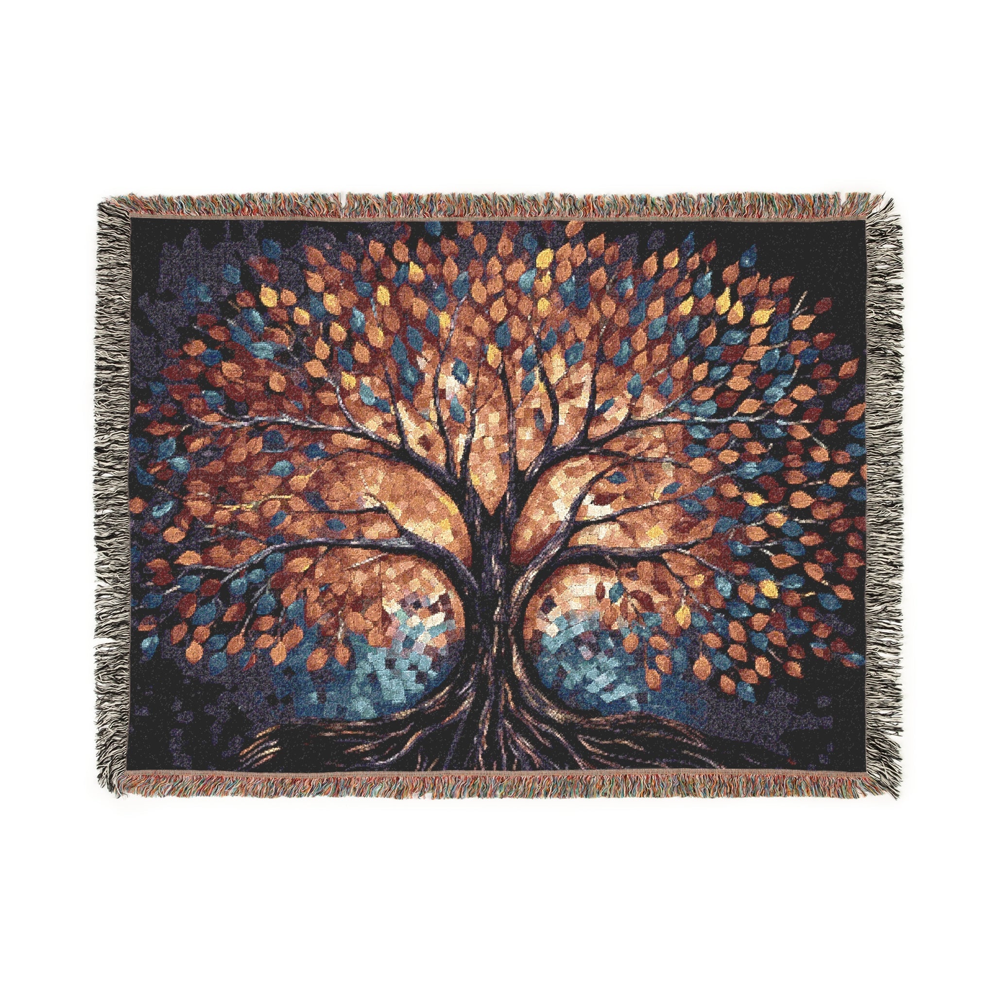 Stained Glass Tree of Life Woven Blanket in Photo by Genealogy Keepsakes