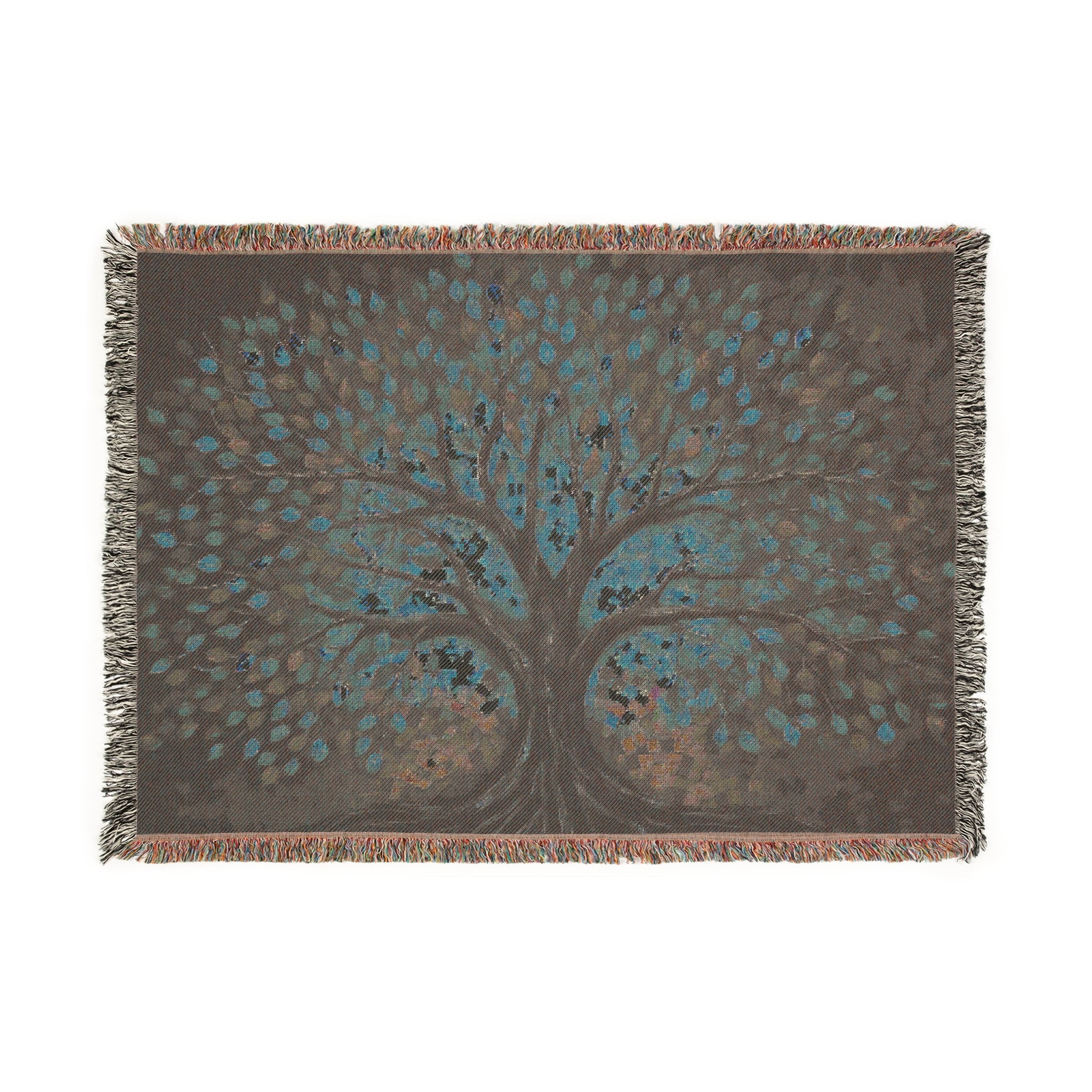 Stained Glass Tree of Life Woven Blanket in Photo by Genealogy Keepsakes