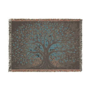 Stained Glass Tree of Life Woven Blanket in Photo by Genealogy Keepsakes