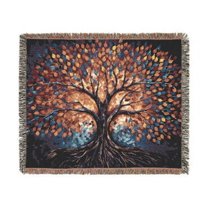 Stained Glass Tree of Life Woven Blanket in Photo by Genealogy Keepsakes