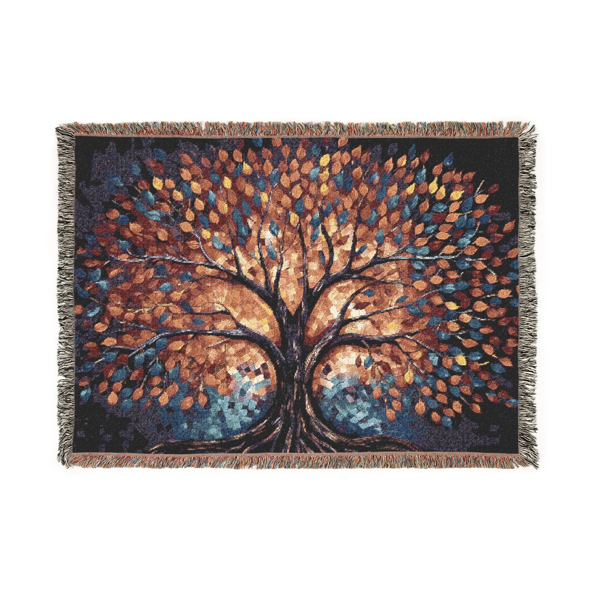 Stained Glass Tree of Life Woven Blanket in Photo by Genealogy Keepsakes