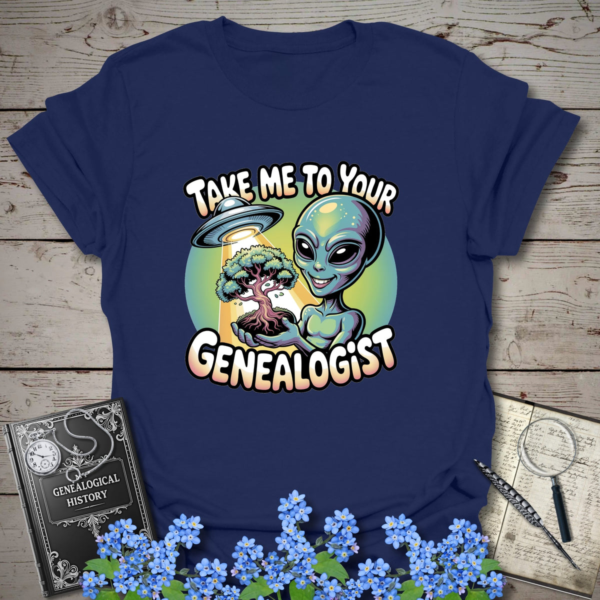 Take Me To Your Genealogist T-Shirt - Genealogy Keepsakes Custom Genealogy Gift - Navy S
