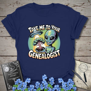 Take Me To Your Genealogist T-Shirt - Genealogy Keepsakes Custom Genealogy Gift - Navy S
