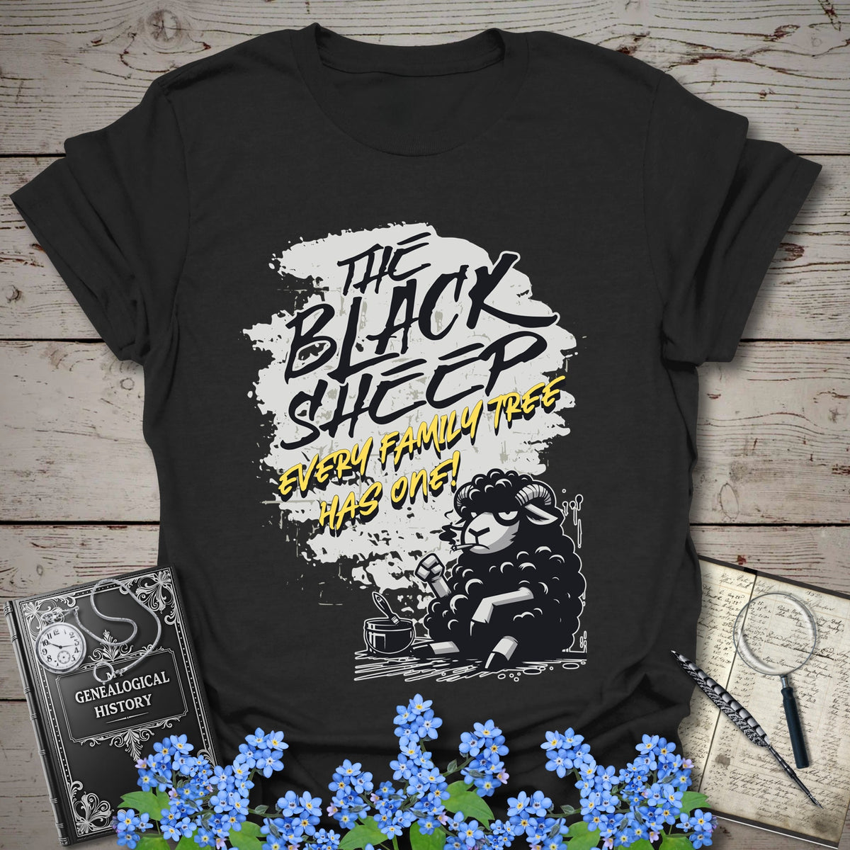 The Black Sheep T-Shirt - Genealogy Keepsakes Custom Genealogy Gift - Black S