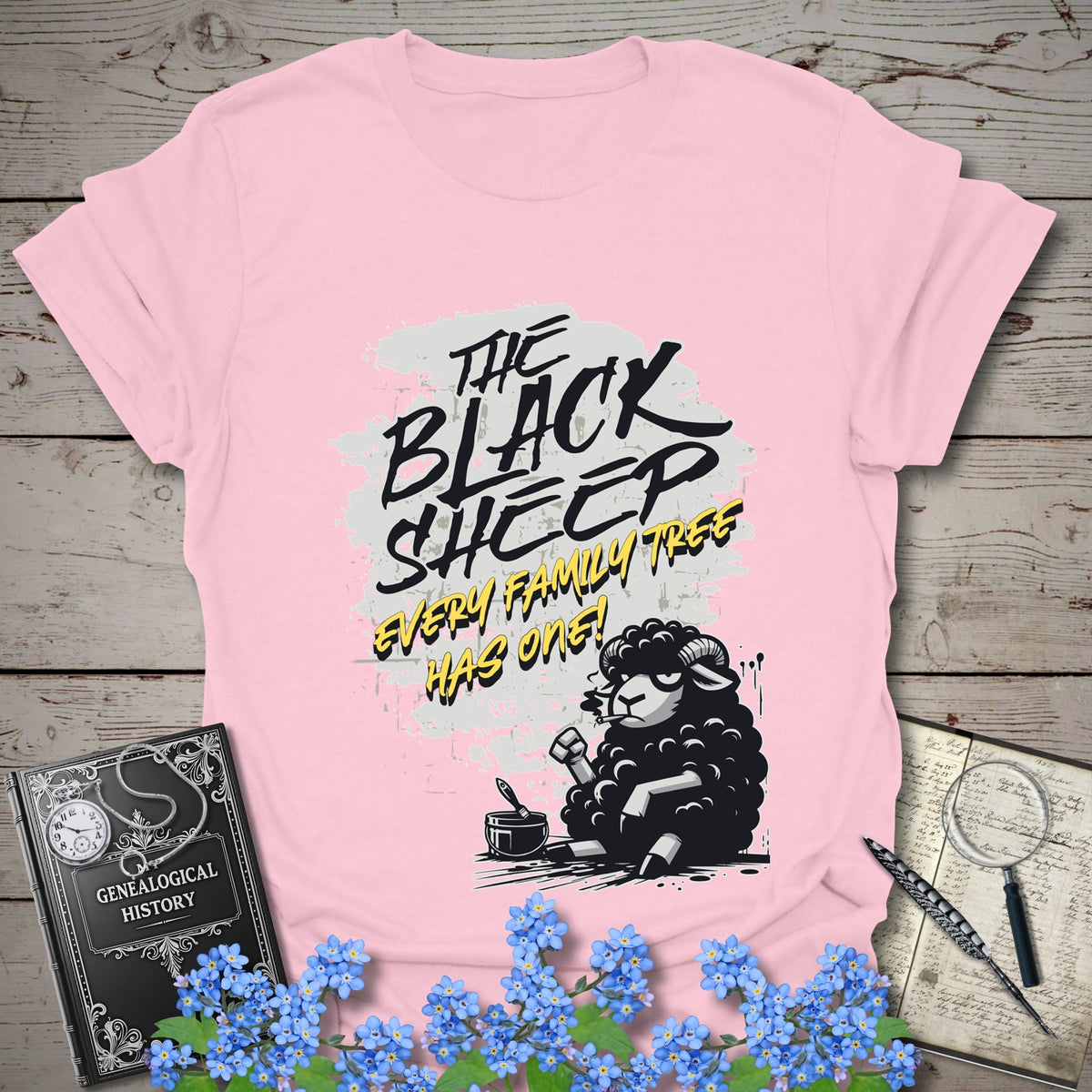 The Black Sheep T-Shirt - Genealogy Keepsakes Custom Genealogy Gift - Light Pink S