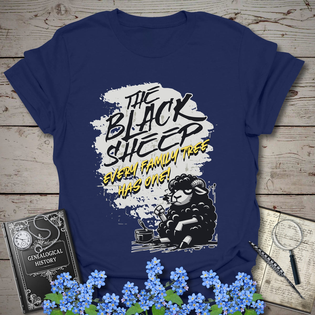 The Black Sheep T-Shirt - Genealogy Keepsakes Custom Genealogy Gift - Navy S