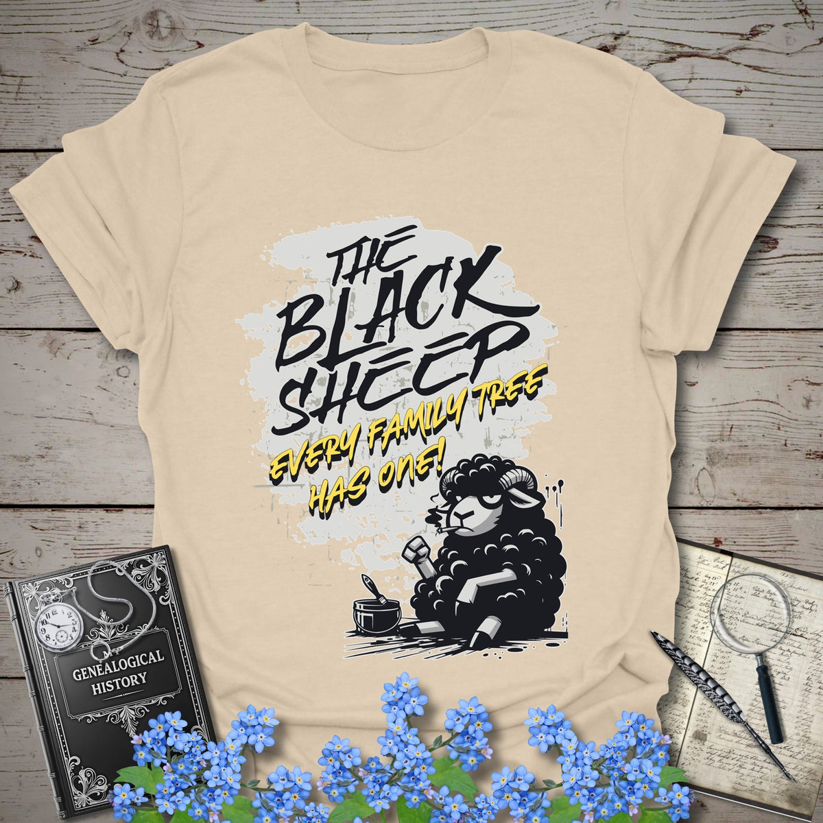 The Black Sheep T-Shirt - Genealogy Keepsakes Custom Genealogy Gift - Sand S