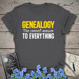 The Correct Answer To Everything T-Shirt in Charcoal by Genealogy Keepsakes