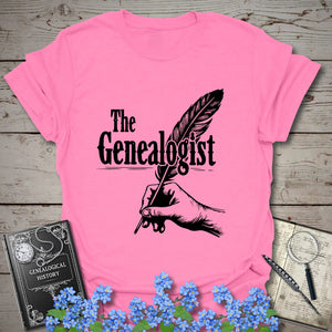 The Genealogist T-Shirt in Azalea by Genealogy Keepsakes