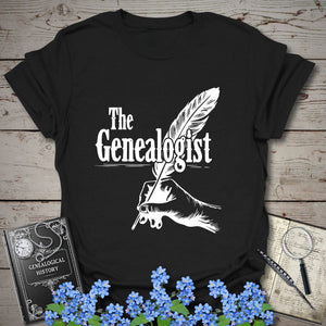 The Genealogist T-Shirt in Black by Genealogy Keepsakes