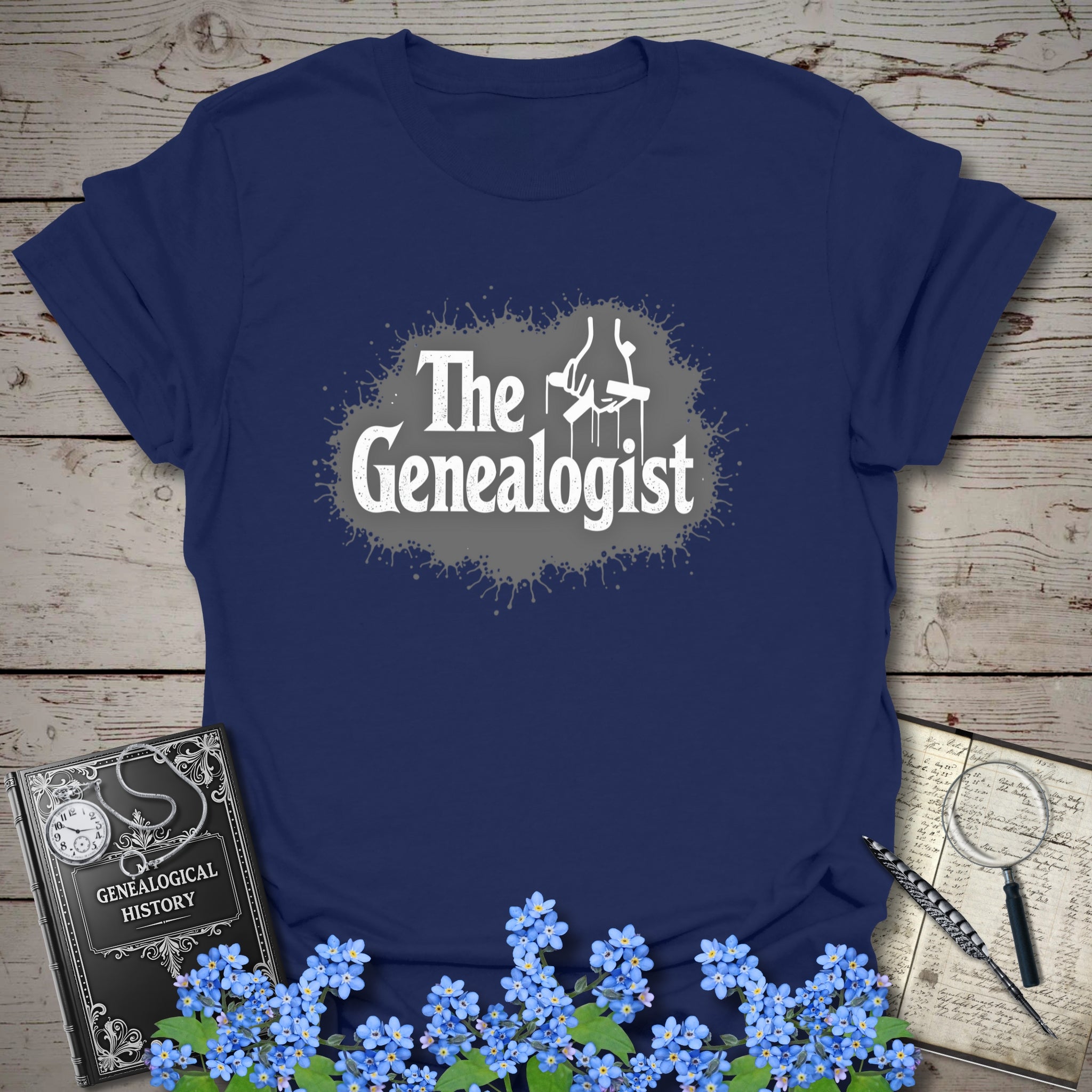 The Genealogist T-Shirt in Navy by Genealogy Keepsakes