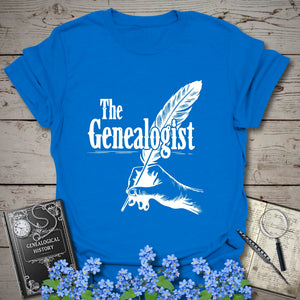 The Genealogist T-Shirt in Royal by Genealogy Keepsakes