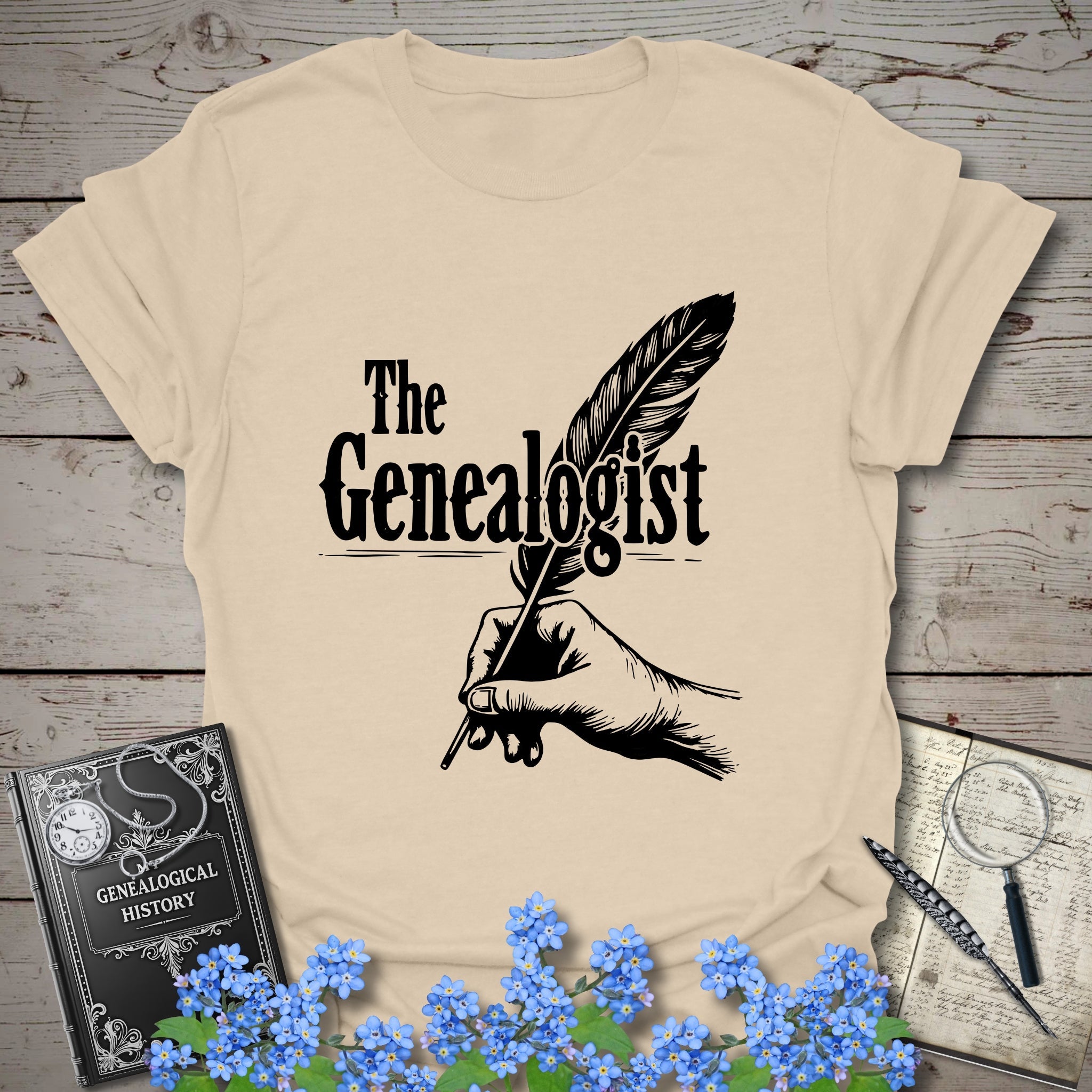 The Genealogist T-Shirt in Sand by Genealogy Keepsakes