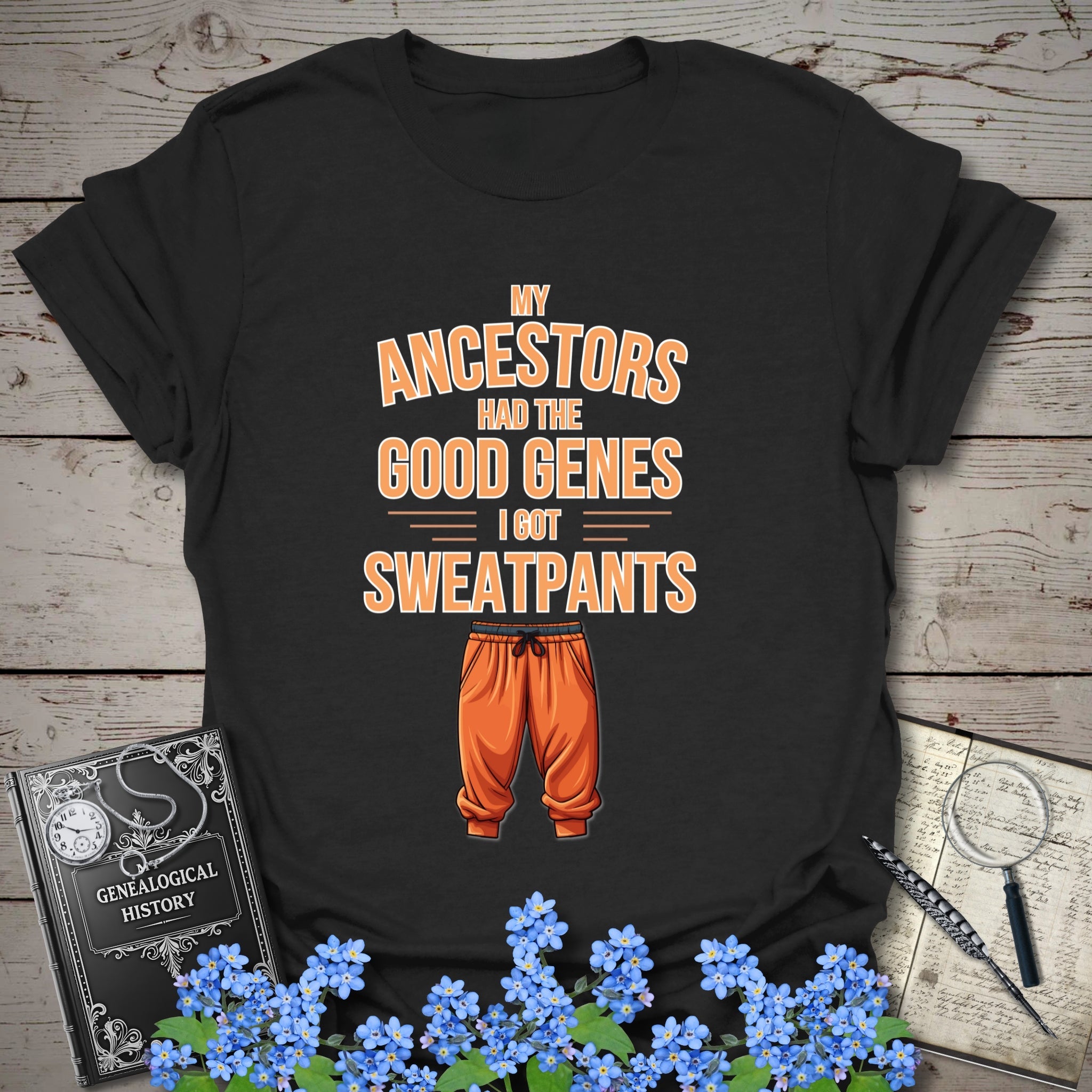 The Good Genes T-Shirt in Black by Genealogy Keepsakes