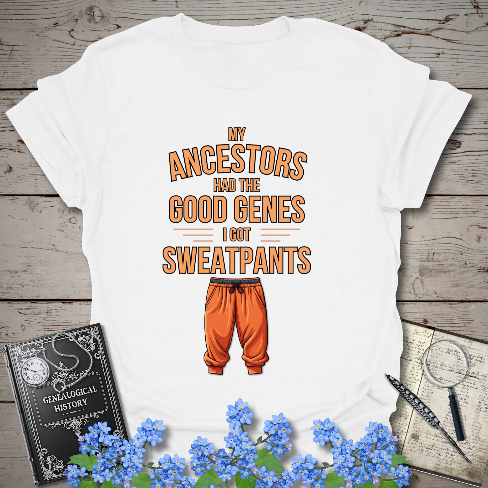 The Good Genes T-Shirt in White by Genealogy Keepsakes