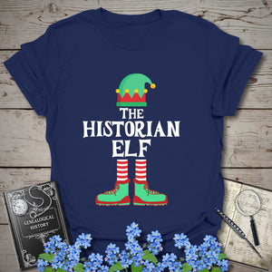 The Historian Elf T-Shirt in Navy by Genealogy Keepsakes