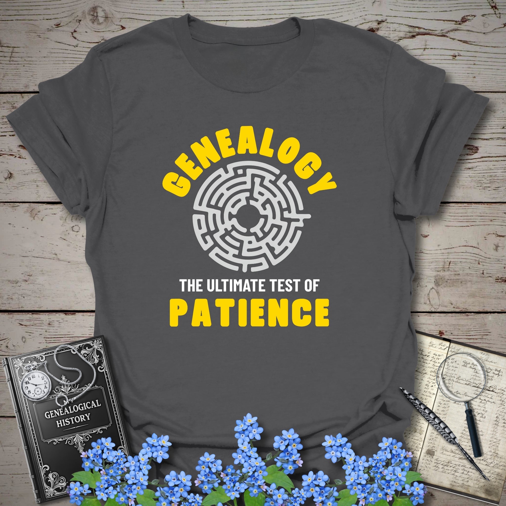 The Ultimate Test of Patience T-Shirt in Charcoal by Genealogy Keepsakes