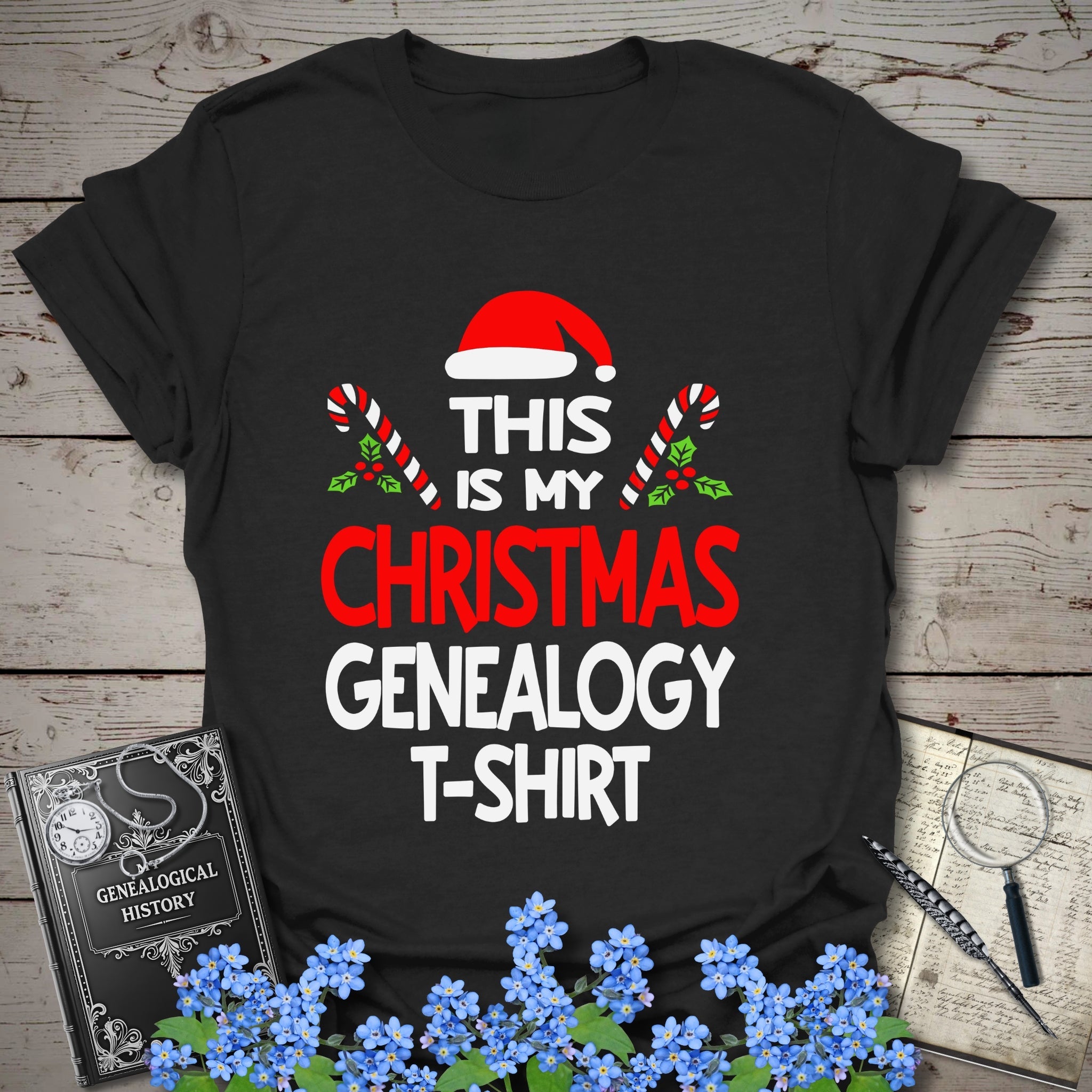 This Is My Christmas Genealogy T-Shirt in Black by Genealogy Keepsakes