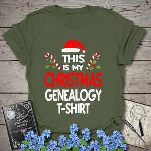 This Is My Christmas Genealogy T-Shirt in Military Green by Genealogy Keepsakes