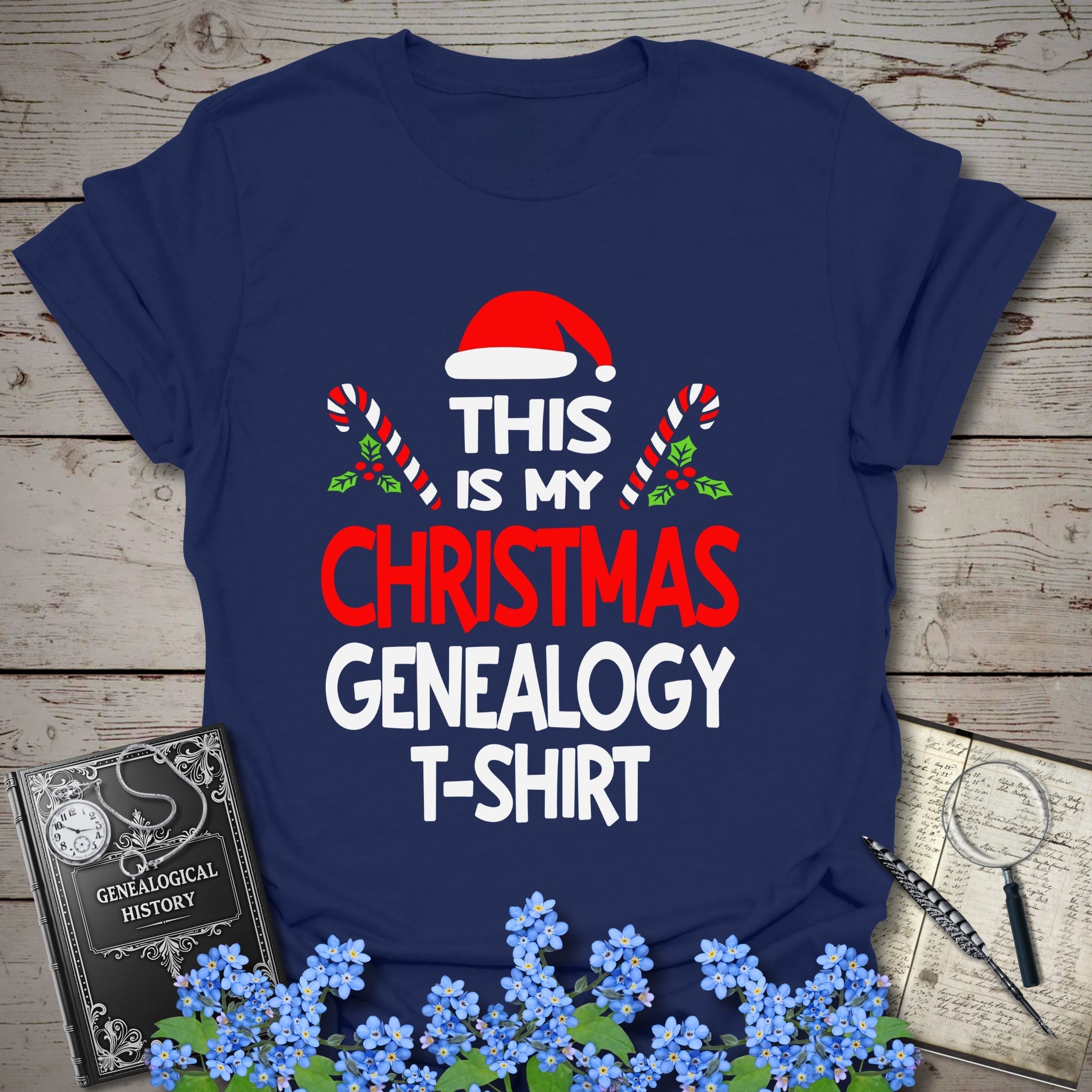 This Is My Christmas Genealogy T-Shirt in Navy by Genealogy Keepsakes