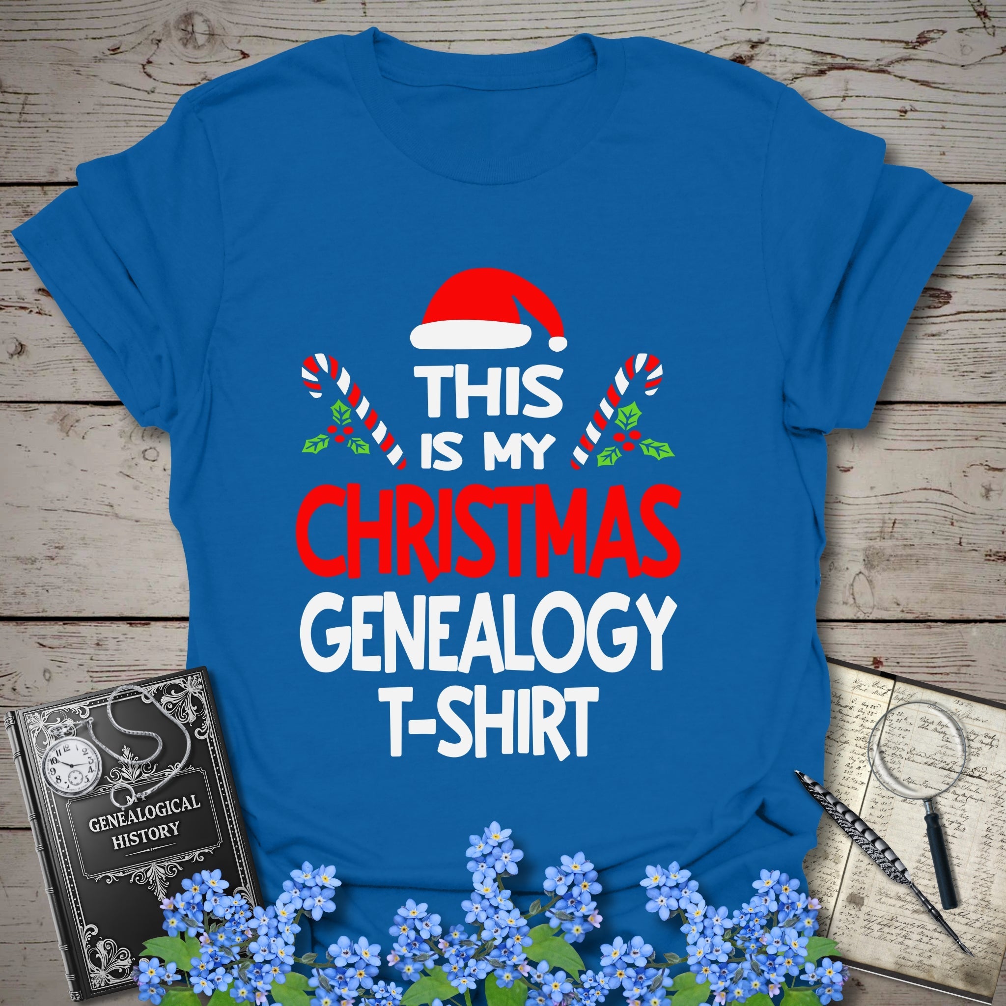 This Is My Christmas Genealogy T-Shirt in Royal by Genealogy Keepsakes