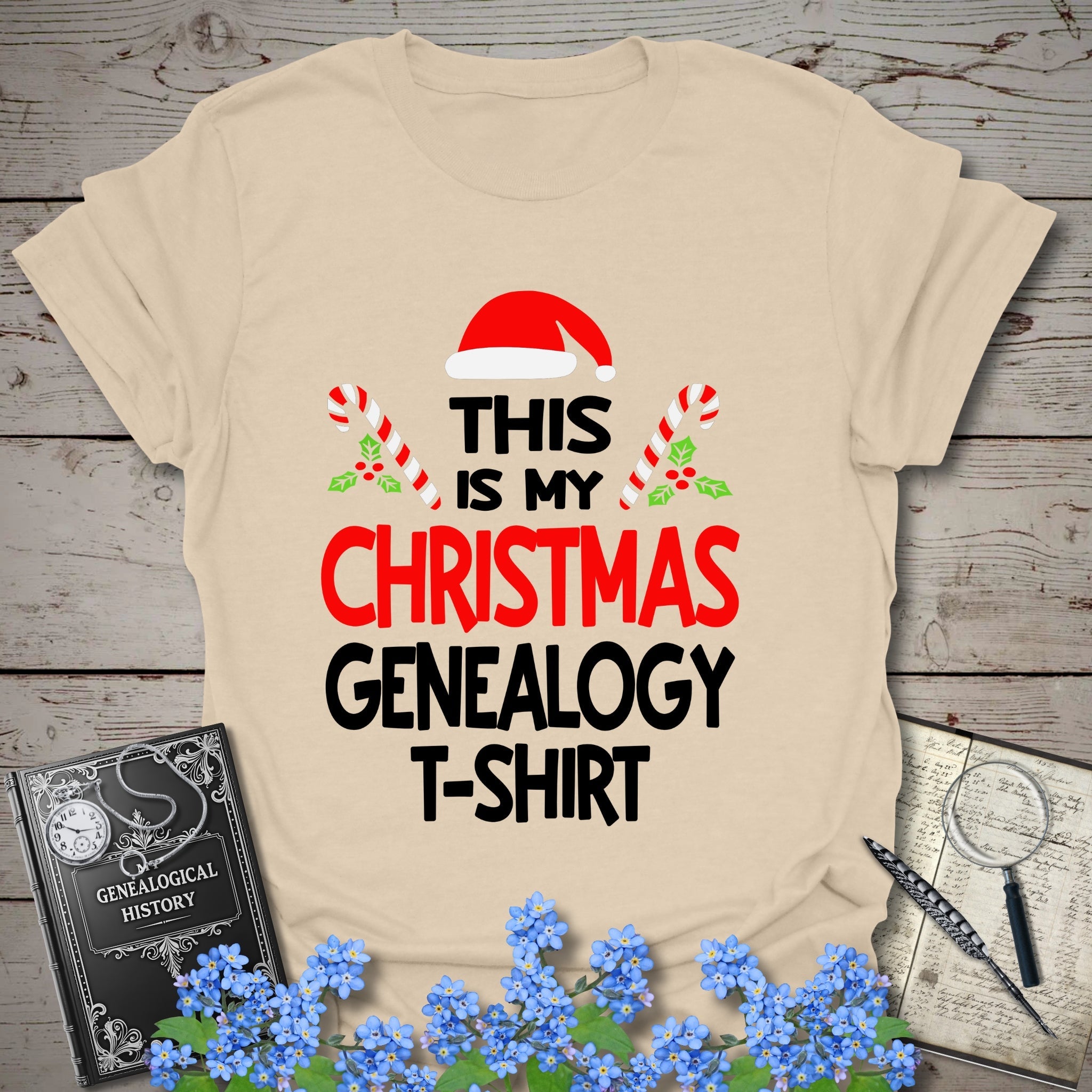This Is My Christmas Genealogy T-Shirt in Sand by Genealogy Keepsakes