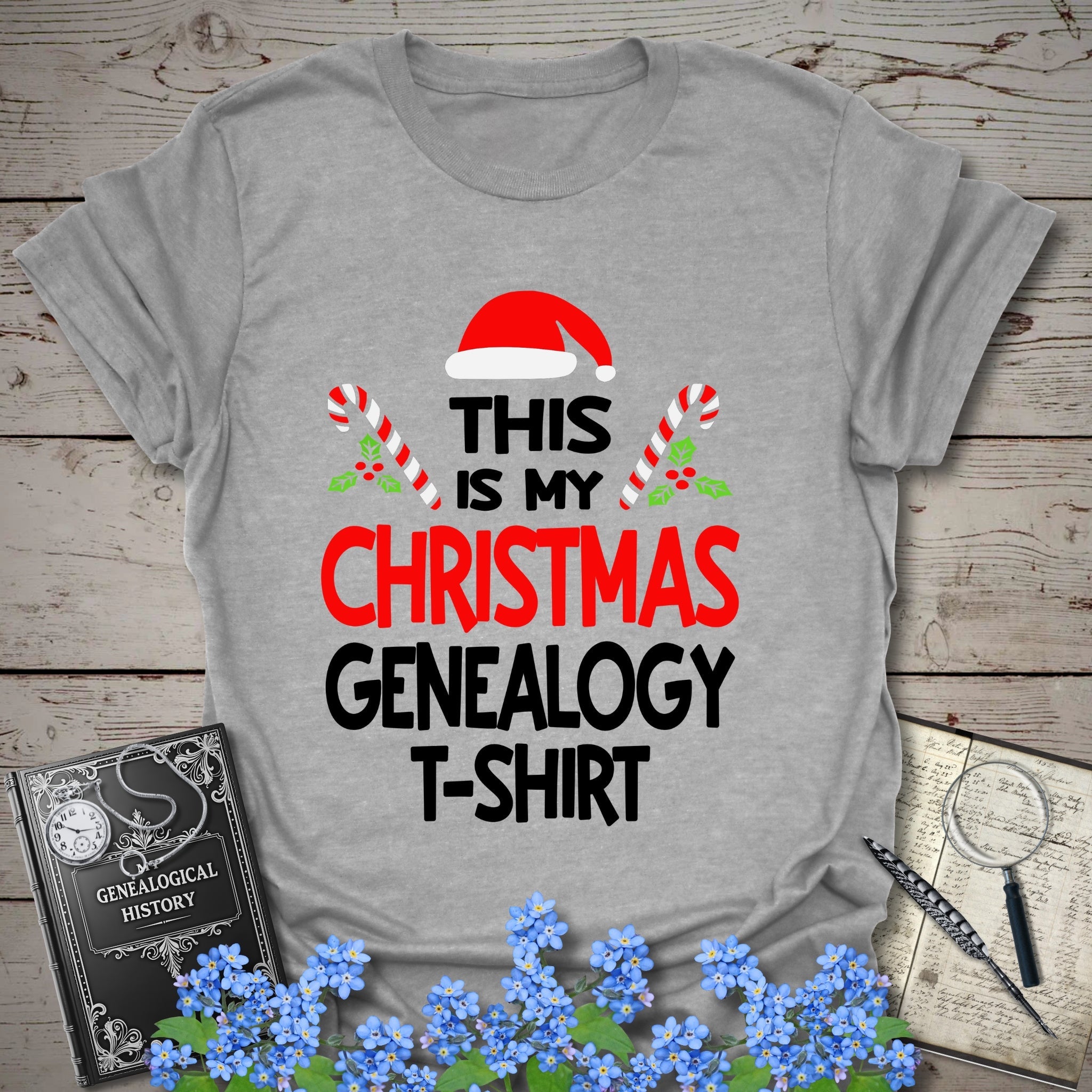 This Is My Christmas Genealogy T-Shirt in Sport Grey by Genealogy Keepsakes