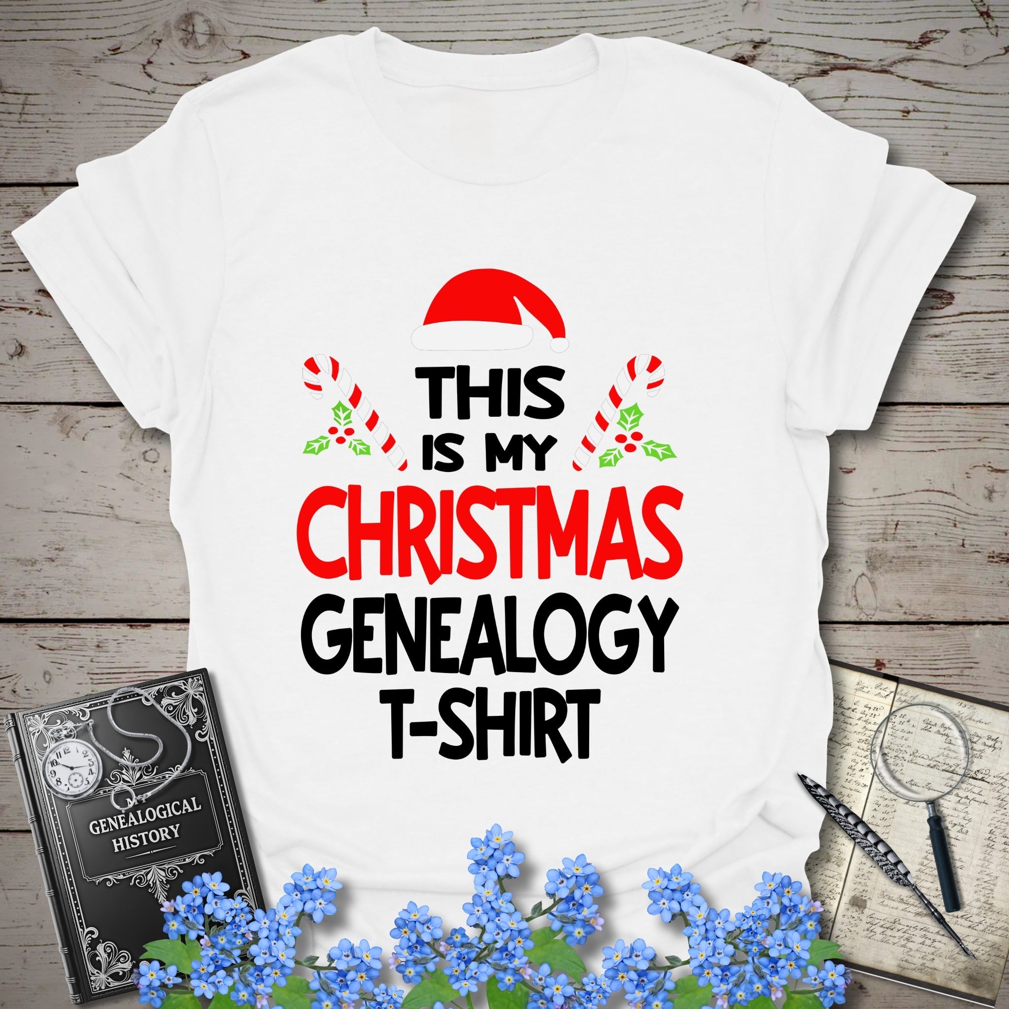 This Is My Christmas Genealogy T-Shirt in White by Genealogy Keepsakes