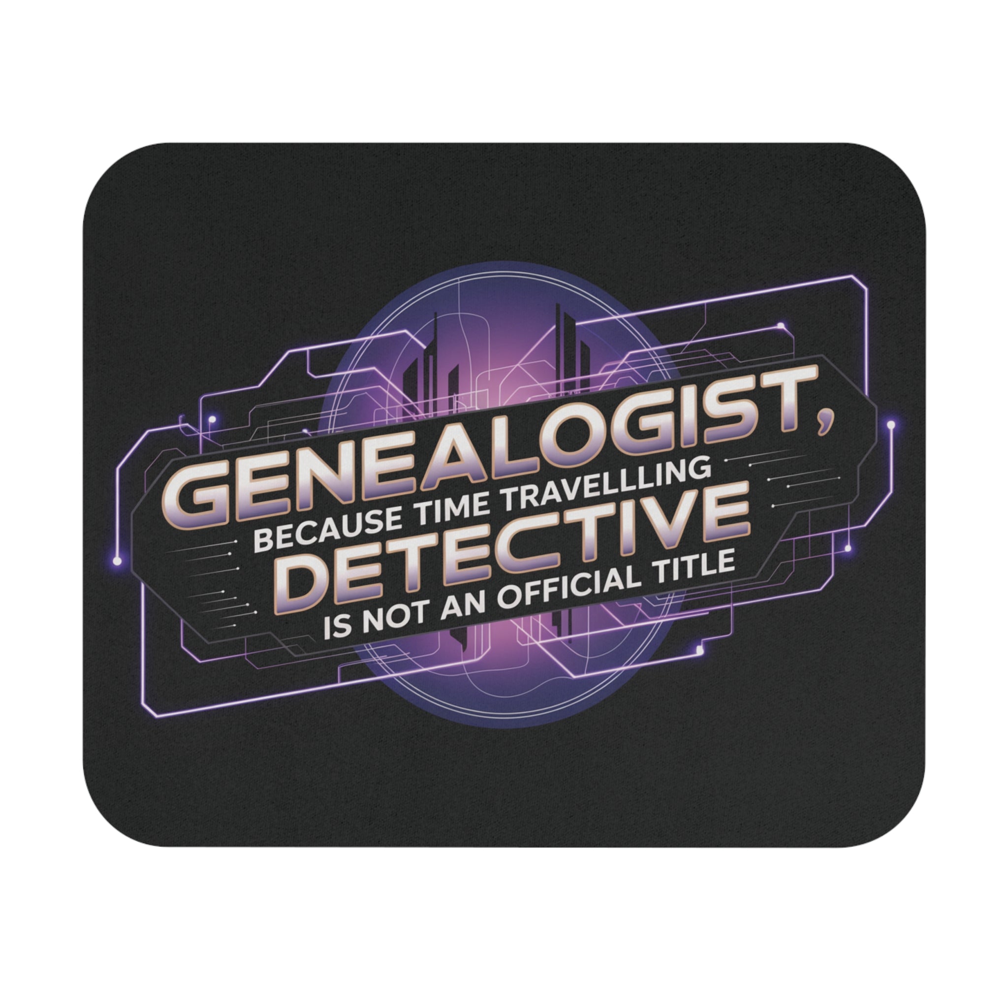 Time Travelling Detective Mouse Pad in 9" × 8" by Genealogy Keepsakes