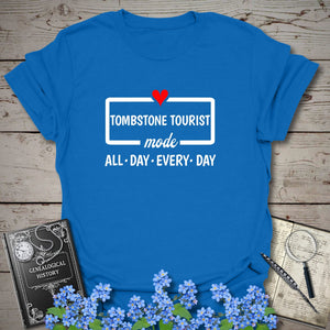 Tombstone Tourist Mode T-Shirt in Royal by Genealogy Keepsakes