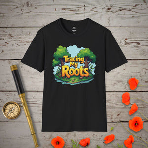 Tracing My Roots T-Shirt in Black by Genealogy Keepsakes