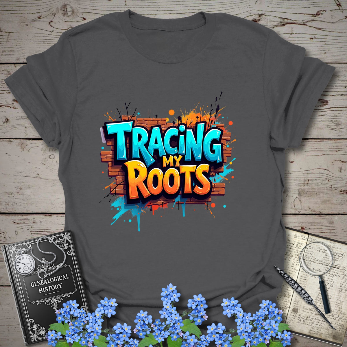 Tracing My Roots T-Shirt - Genealogy Keepsakes Custom Genealogy Gift - Charcoal S