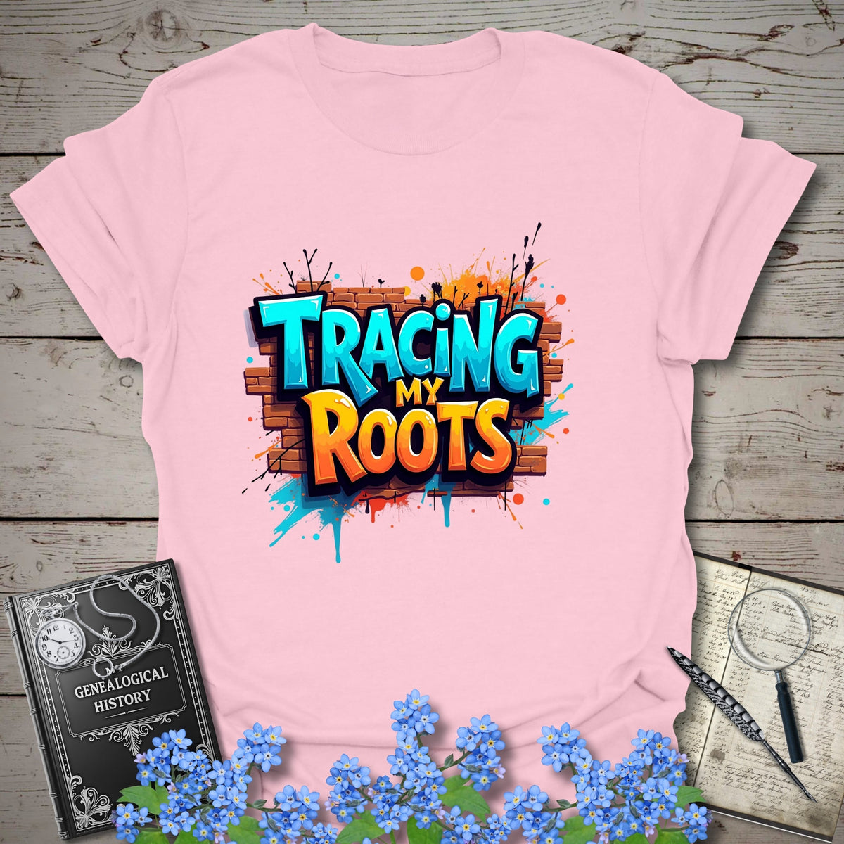 Tracing My Roots T-Shirt - Genealogy Keepsakes Custom Genealogy Gift - Light Pink S