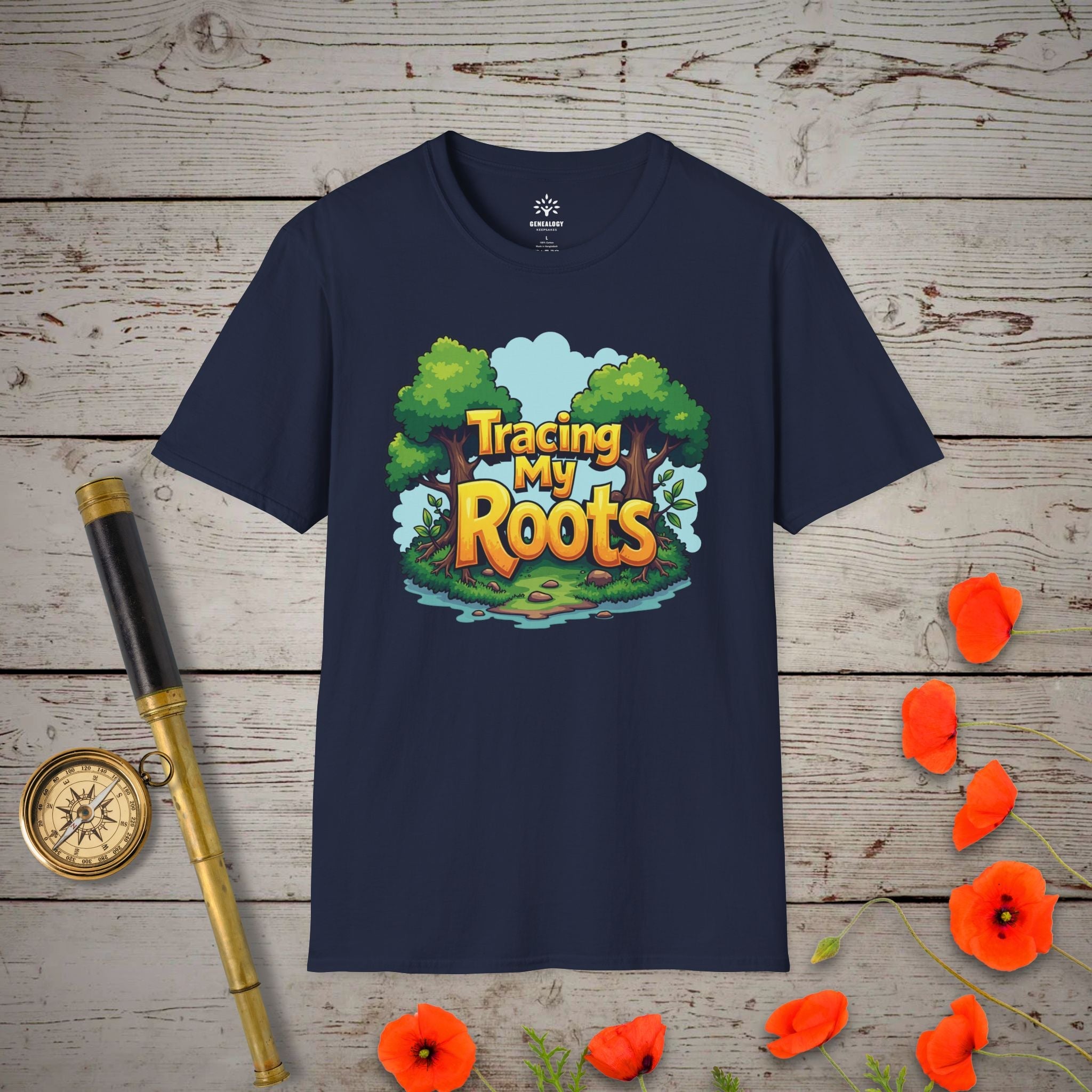 Tracing My Roots T-Shirt in Navy by Genealogy Keepsakes