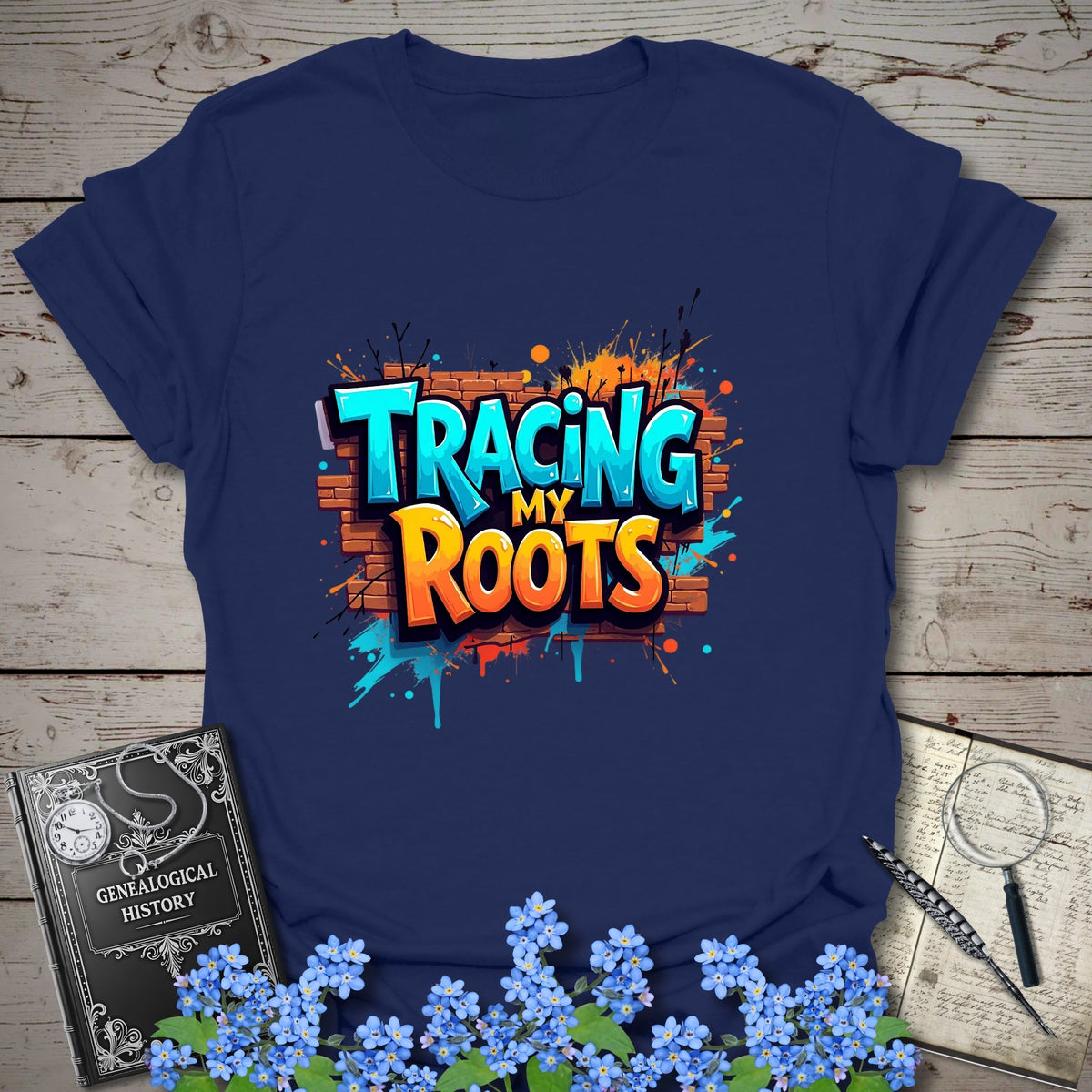 Tracing My Roots T-Shirt - Genealogy Keepsakes Custom Genealogy Gift - Navy S