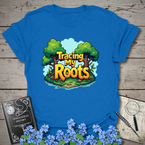Tracing My Roots T-Shirt in Royal by Genealogy Keepsakes