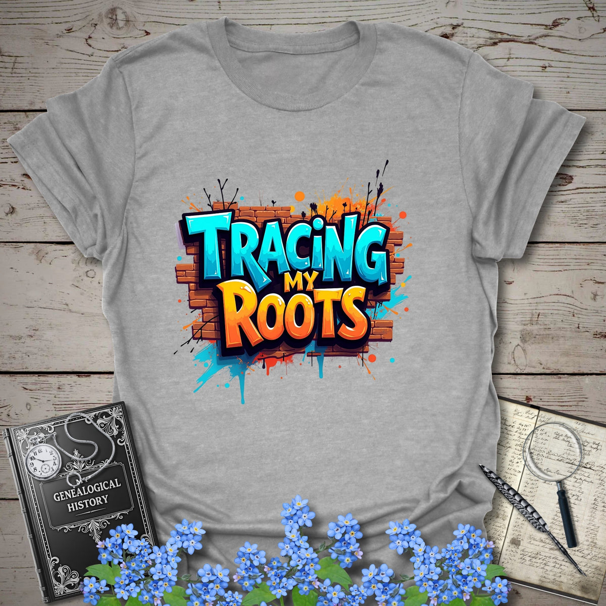 Tracing My Roots T-Shirt - Genealogy Keepsakes Custom Genealogy Gift - Sport Grey S