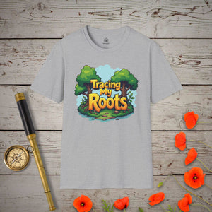 Tracing My Roots T-Shirt in Sport Grey by Genealogy Keepsakes